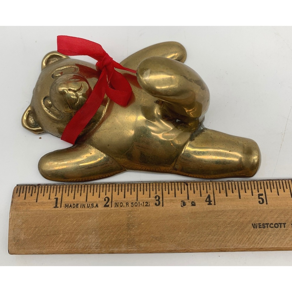 Vtg Solid Brass Miniature Baskets Teddy Bear Figurine Lot Set Mid Century Decor - Picture 13 of 14